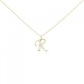 K18YG イニシャルR ダイヤモンド ネックレス 0.05CT