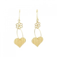 K18YG フラワー × ハート ピアス