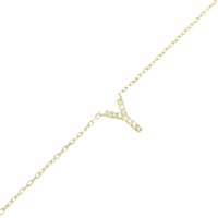 K18YG イニシャルY ダイヤモンド ブレスレット 0.05CT