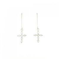 K14WG クロス ダイヤモンド ピアス 0.20CT