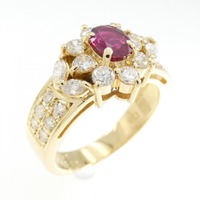 K18YG ルビー リング 0.45CT