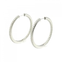K18WG フープ ダイヤモンド ピアス 1.24CT