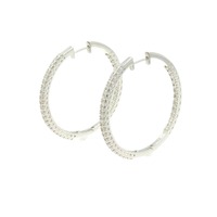 K18WG フープ ダイヤモンド ピアス