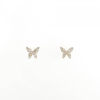 750YG バタフライ ダイヤモンド ピアス