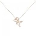 K18PG イニシャルM ダイヤモンド ネックレス 0.10CT