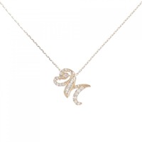K18PG イニシャルM ダイヤモンド ネックレス 0.10CT