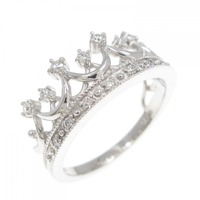 K18WG ティアラ ダイヤモンド リング 0.18CT