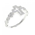 K18WG クロス×ハート ダイヤモンド リング 0.21CT