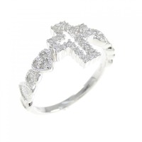 K18WG クロス×ハート ダイヤモンド リング 0.21CT