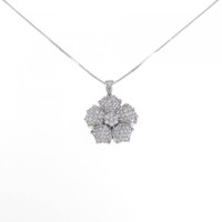 K18WG フラワー ダイヤモンド ネックレス 2.00CT