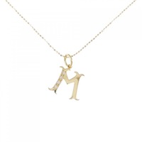 K18YG/750YG イニシャルM ダイヤモンド ネックレス 0.03CT