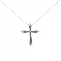K18WG クロス ダイヤモンド ネックレス 0.88CT