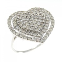 K18WG ハート パヴェ ダイヤモンド リング 1.00CT