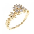 K18YG フラワー ダイヤモンド リング 0.32CT