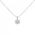 K18WG/750WG フラワー ダイヤモンド ネックレス 0.30CT