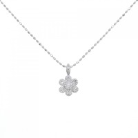 K18WG/750WG フラワー ダイヤモンド ネックレス 0.30CT