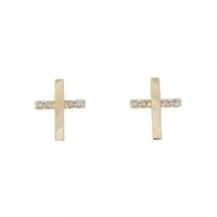 エテ クロス ダイヤモンド ピアス 0.04CT