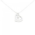 K10WG ハート×クロス ダイヤモンド ネックレス 0.03CT