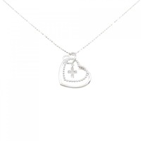 K10WG ハート×クロス ダイヤモンド ネックレス 0.03CT
