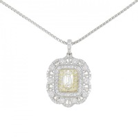 K18/PT/K18WG ダイヤモンド ネックレス 0.710CT I VVS2 エメラルドカット
