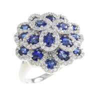 K18WG フラワー サファイヤ リング 4.50CT
