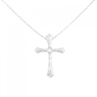 K18WG クロス ダイヤモンド ネックレス 0.22CT