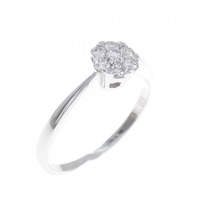 K18WG フラワー ダイヤモンド リング 0.19CT