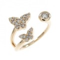K18PG バタフライ ダイヤモンド リング 0.10CT