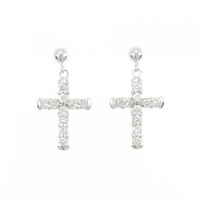 K18WG/K14WG クロス ダイヤモンド ピアス 0.40CT
