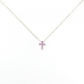 K18PG クロス サファイヤ ネックレス 0.06CT 拡散処理未検査