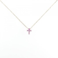 K18PG クロス サファイヤ ネックレス 0.06CT 拡散処理未検査