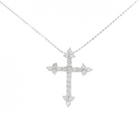 K18WG クロス ダイヤモンド ネックレス 0.50CT