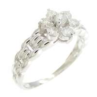 K18WG フラワー ダイヤモンド リング 0.50CT