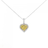 K18WG ハート サファイヤ ネックレス 1.00CT 拡散処理未検査