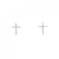 【新品】K18WG クロス ダイヤモンド ピアス 0.20CT
