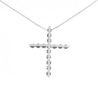 K18WG クロス ダイヤモンド ネックレス 0.23CT