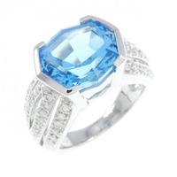 K18WG ブルートパーズ リング 6.76CT