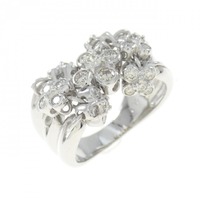 K18WG フラワー ダイヤモンド リング 0.90CT