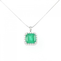 【リメイク】PT エメラルド ネックレス コロンビア産 6.23CT