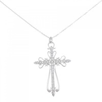 K18WG クロス ダイヤモンド ネックレス 0.25CT