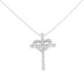 K18WG ハート×クロス ダイヤモンド ネックレス 0.5CT