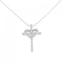 K18WG ハート×クロス ダイヤモンド ネックレス 0.5CT