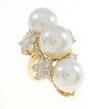 K18YG フラワー 白蝶パール リング