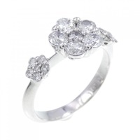 K18WG フラワー ダイヤモンド リング 0.70CT