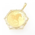 【新品】K18YG枠 ダイヤモンド コイン ペンダント 0.50CT