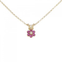 K18YG/750YG フラワー ルビー ネックレス 0.50CT