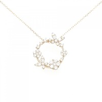 K18PG バタフライ×フラワー ダイヤモンド ネックレス 0.65CT