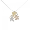 K18/K18PG/PT フラワー ダイヤモンド ネックレス 0.27CT