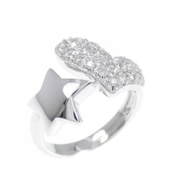 K18WG ハート×スター ダイヤモンド ピンキー リング 0.22CT