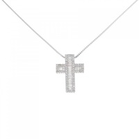 K18WG クロス ダイヤモンド ネックレス 0.70CT